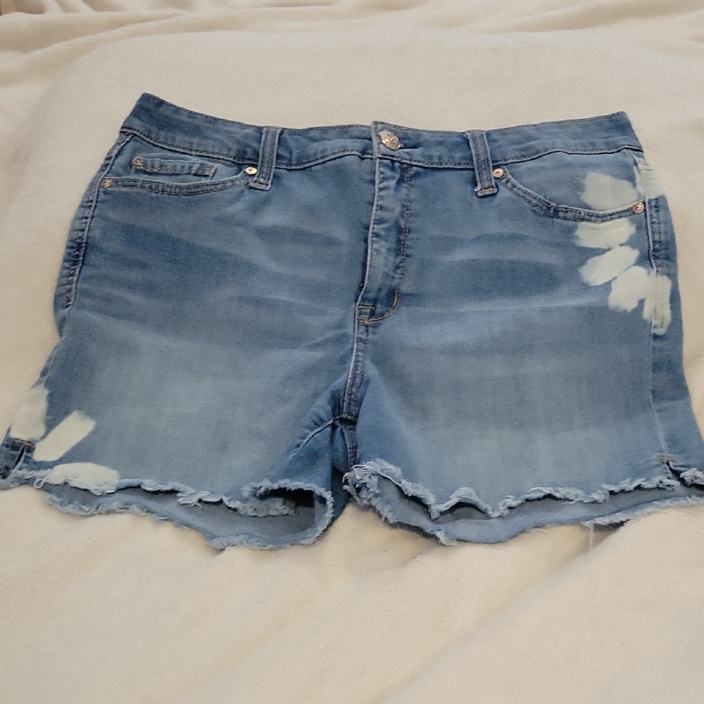 Seven7 Light Blue Distressed Jean Shorts